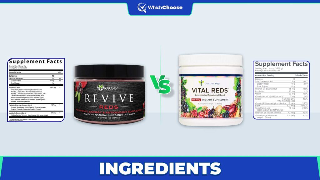 Revive Reds Vs Vital Reds: Ingredients