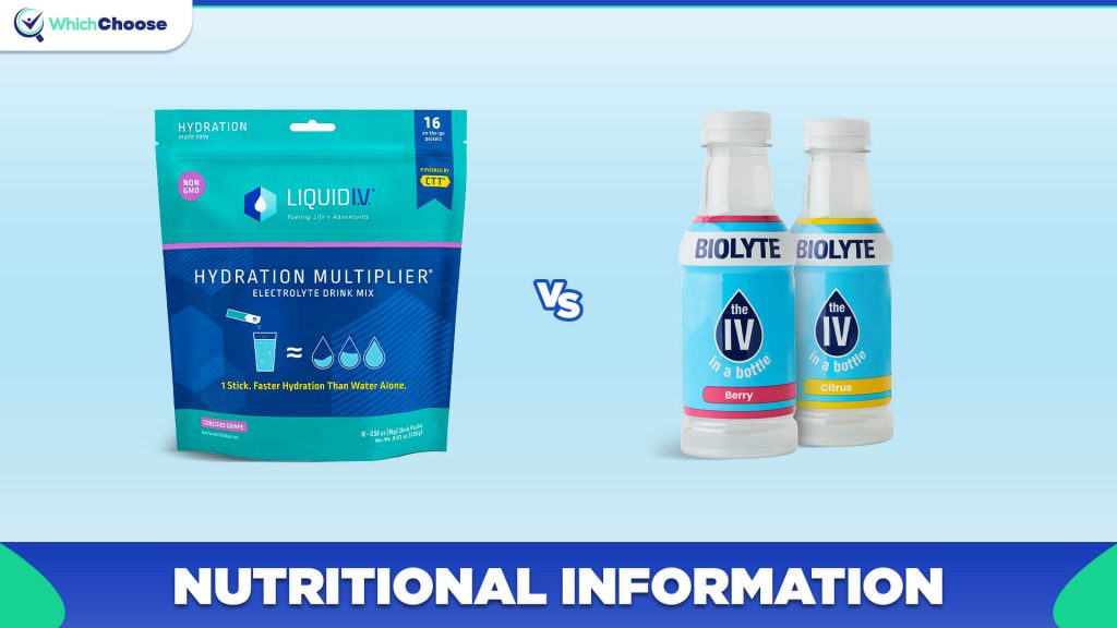 Liquid IV Vs Biolyte: Nutritional Information